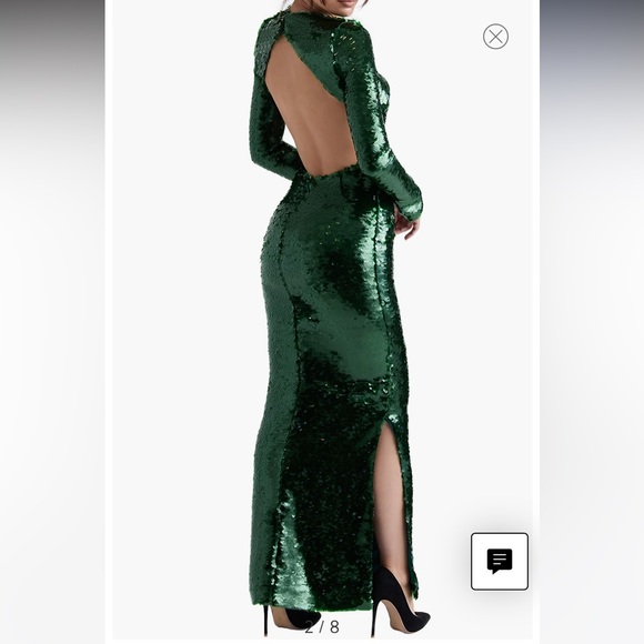 House of CB Green Sequin Holiday Dress - Picture 2 of 10